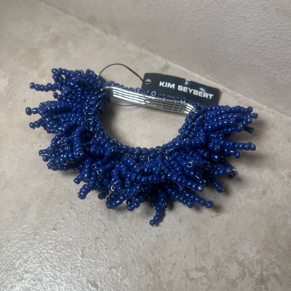 KIM SEYBERT CARNIVAL  BREADED NAPKIN RING NAVY NWT
